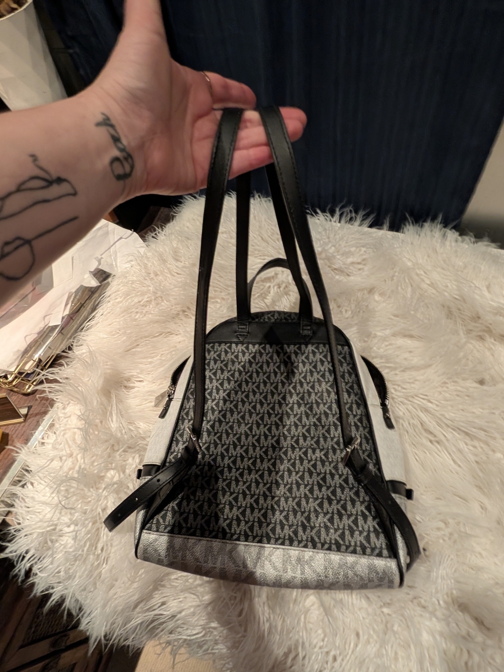 Michael Kors Black Logo Print Backpack - Picture 4 of 14